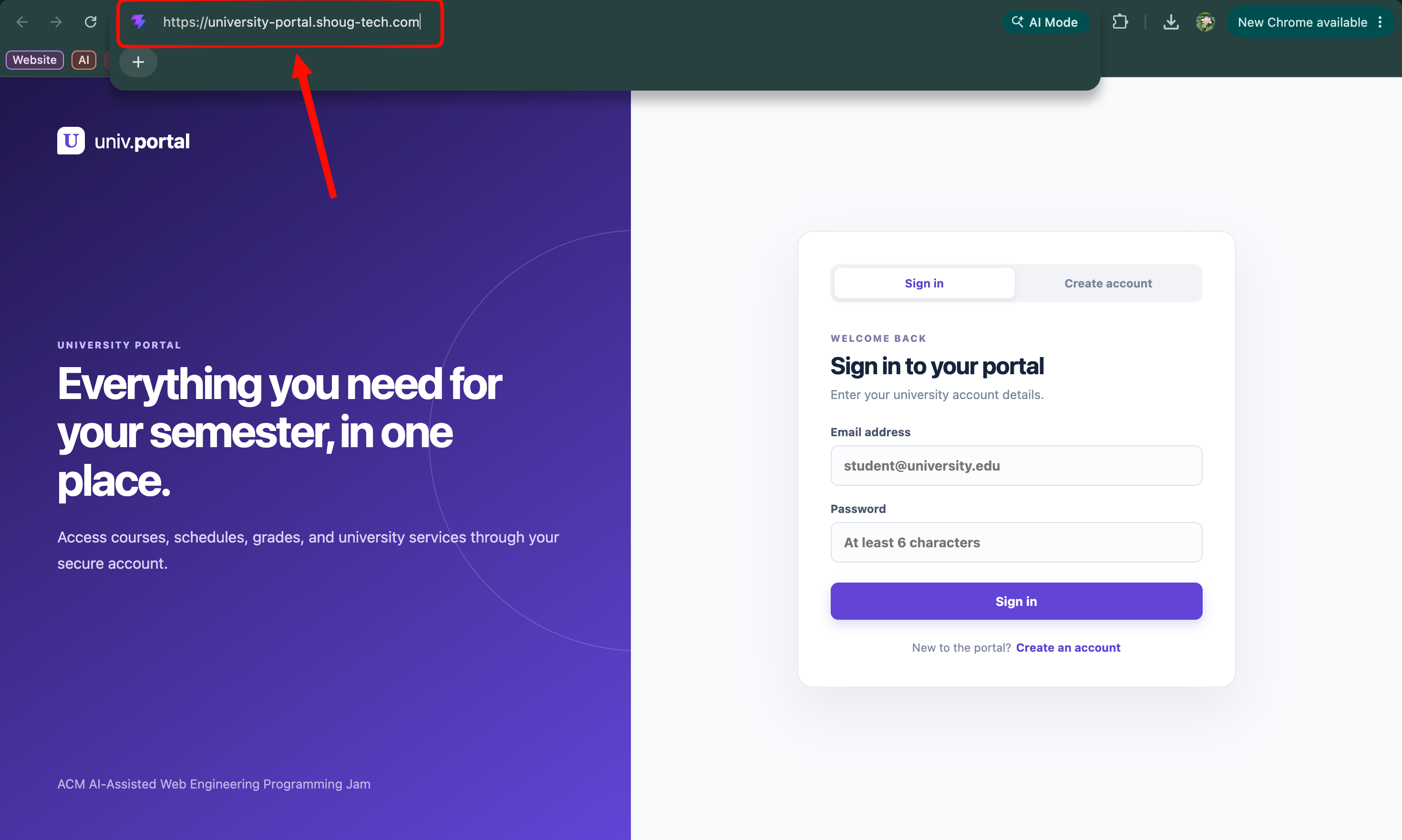 The application working through its HTTPS custom domain