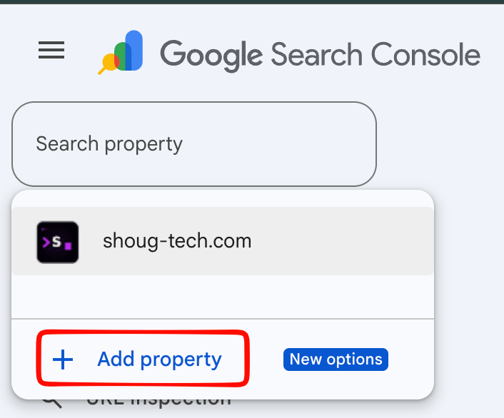 Adding a new property in Google Search Console