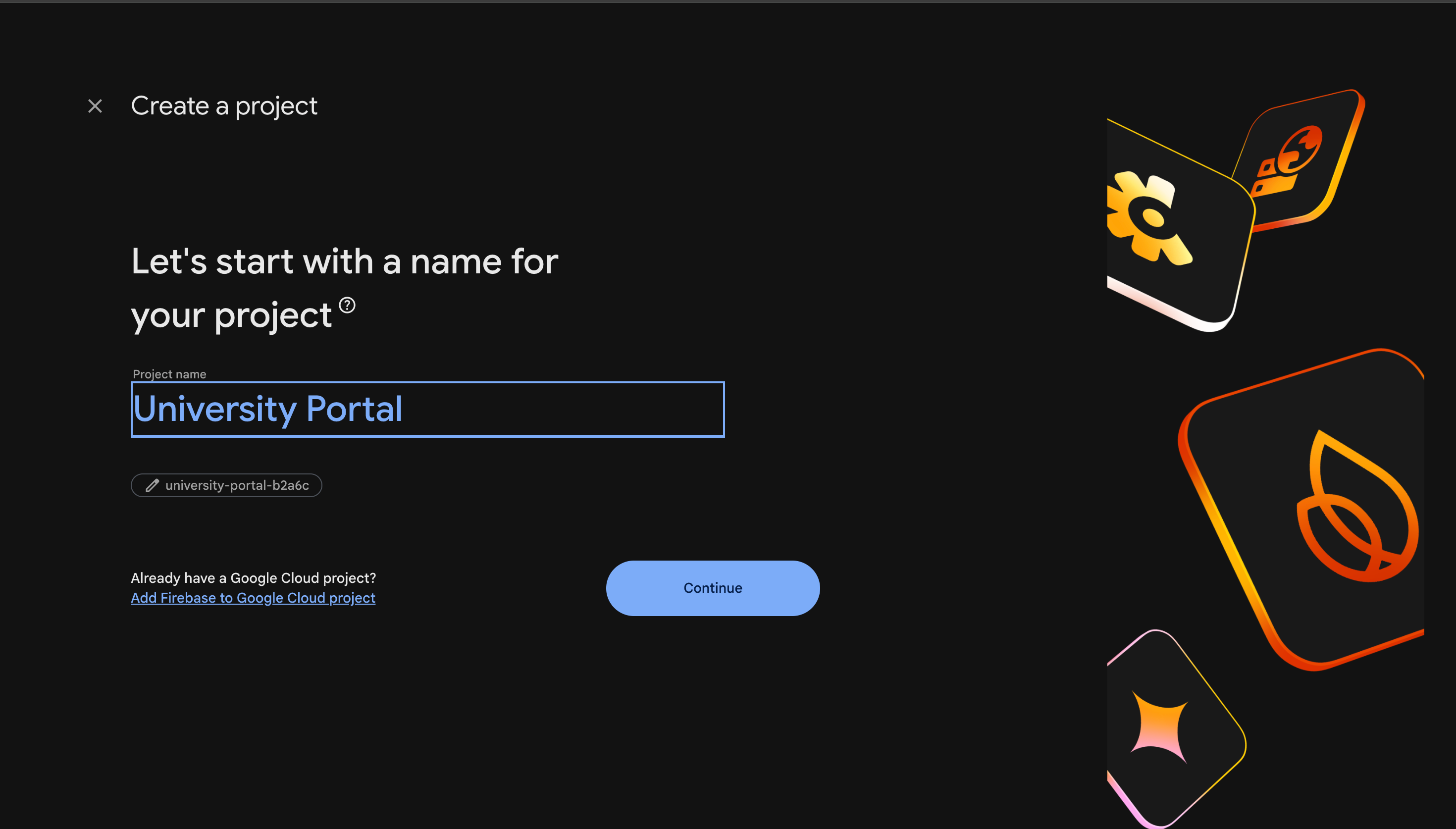 Create Firebase project