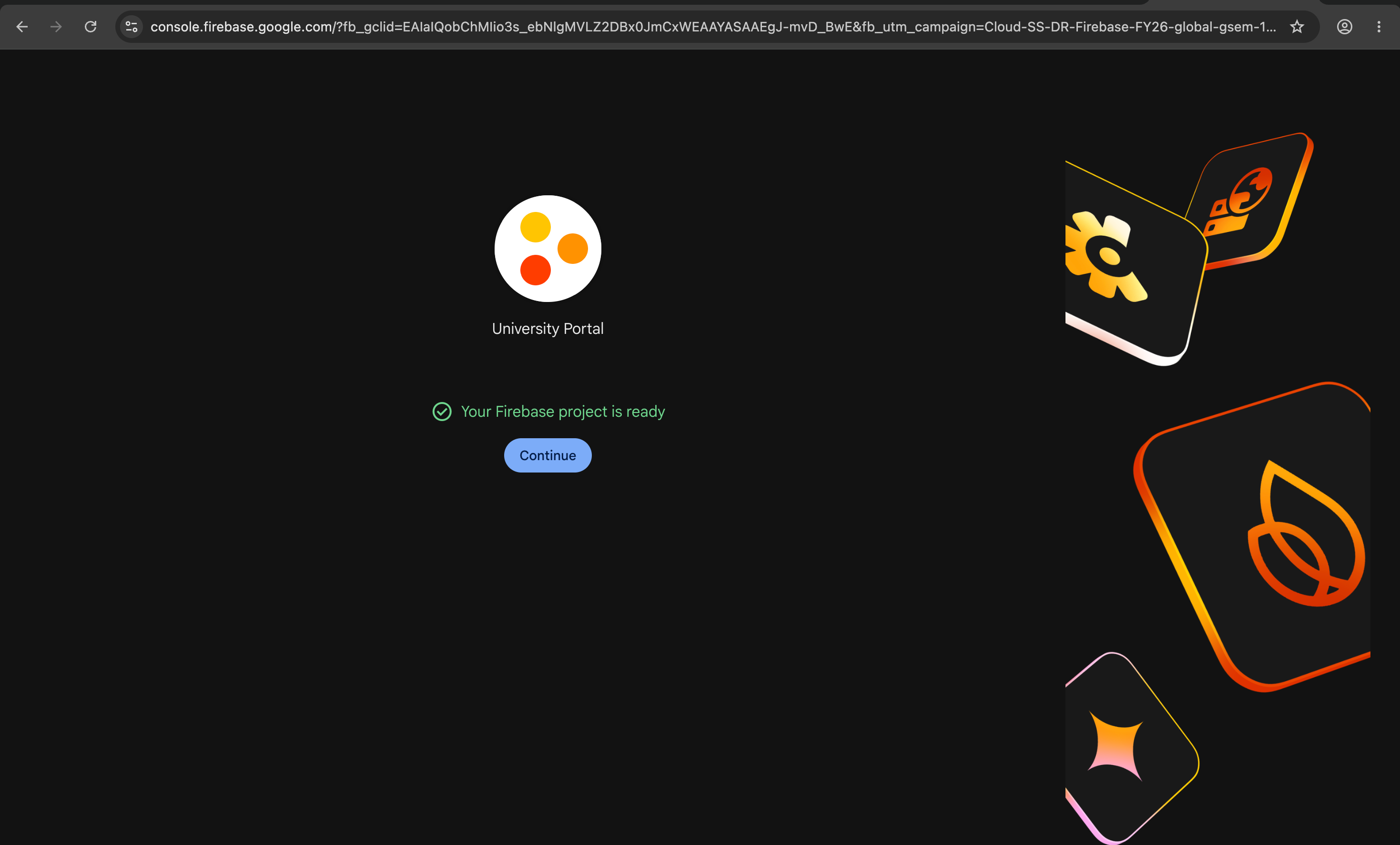 Firebase project creation verification
