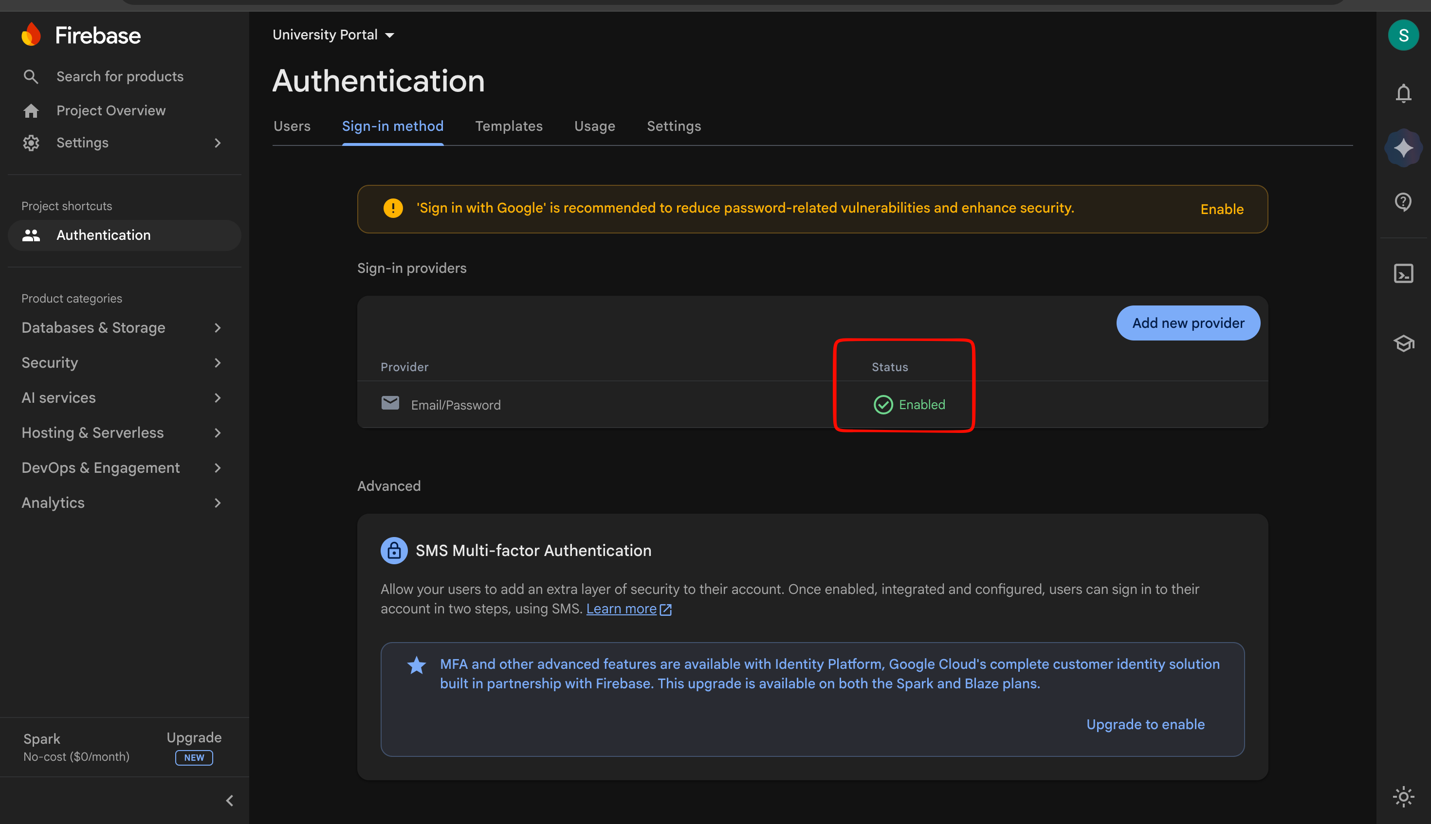 Firebase Authentication users list
