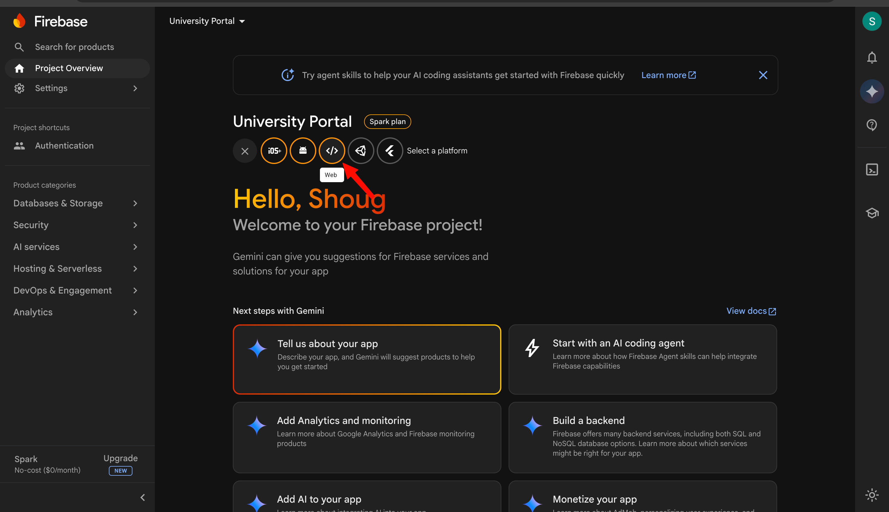 Register a Firebase web app